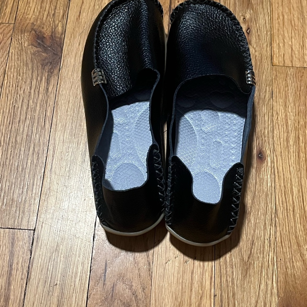 Black Pebble Sole Comfort Loafers Size 39 US 8/8.5 Slip On Very Comfortable - Picture 3 of 5